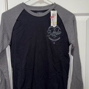 Buffalo David Bitton Men's Black and Gray Long Sleeve Tee